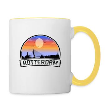 Rotterdam Pays-Bas Skyline Vintage Sunset Trave - Mug contrasté - blanc/jaune - Droite
