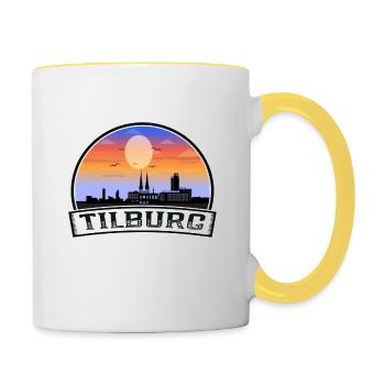 Tilburg Pays-Bas Skyline Vintage Sunset Travel - Mug contrasté - blanc/jaune - Droite