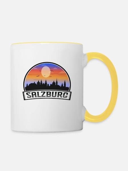 Salzburg Österreich Skyline Vintage Sunset Travel Sou - Tasse zweifarbig - Weiß/Gelb