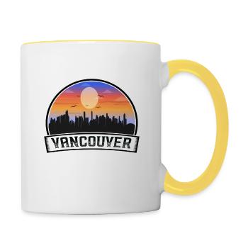 Vancouver Canada Skyline Vintage Sunset Travel Sou - Mug contrasté - blanc/jaune - Droite