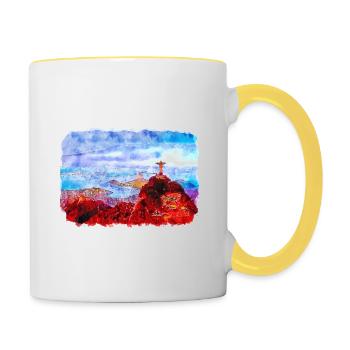 Rio de Janeiro Brésil Aquarelle Dessin - Mug contrasté - blanc/jaune - Droite