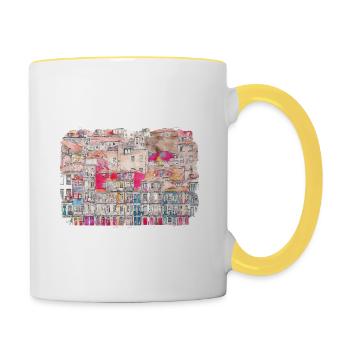 Porto Portugal Watercolor Sketch Drawn Illustratio - Contrasting Mug - white/yellow - Right