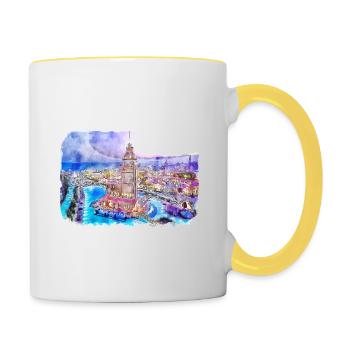 Istanbul Turkey Watercolor Sketch Illustration - Contrasting Mug - white/yellow - Right