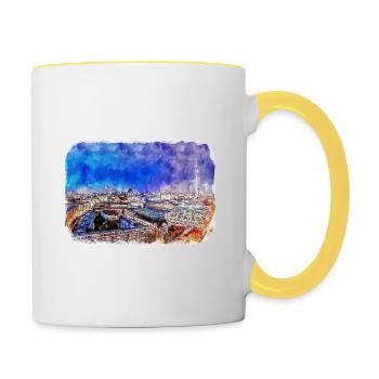 Berlin Allemagne Aquarelle Esquisse Dessinée Peinture - Mug contrasté - blanc/jaune - Droite