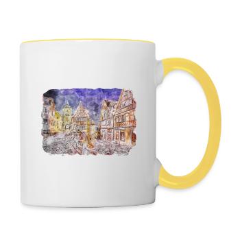 Allemagne Aquarelle Esquisse Dessinée à la main Illustration - Mug contrasté - blanc/jaune - Droite