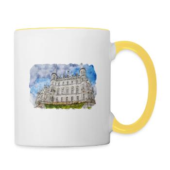 Scotland UK Watercolor Sketch Drawn Illustration - Contrasting Mug - white/yellow - Right