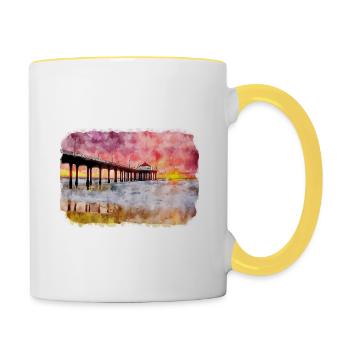 Illustration de croquis à l’aquarelle de Californie usa - Mug contrasté - blanc/jaune - Droite
