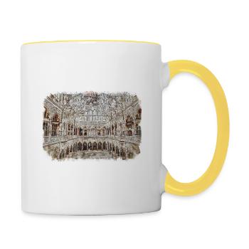 Europe Aquarelle Esquisse Dessinée à la main Illustration - Mug contrasté - blanc/jaune - Droite