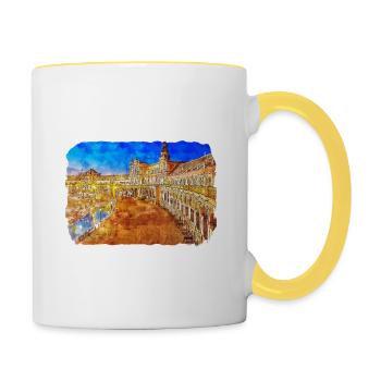 Seville Spain Watercolor Sketch Illustration - Contrasting Mug - white/yellow - Right