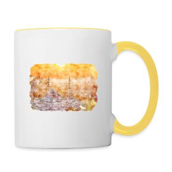 Malaisie Aquarelle Esquisse Dessinée à la Main Illustration - Mug contrasté - blanc/jaune - Droite