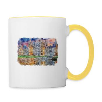 Europe Aquarelle Esquisse Dessinée à la main Illustration - Mug contrasté - blanc/jaune - Droite