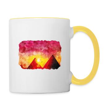 Le Caire Egypte Aquarelle Esquisse Dessinée Illustration - Mug contrasté - blanc/jaune - Droite