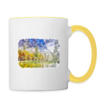 Illustration de croquis à l’aquarelle de Californie usa - Mug contrasté - blanc/jaune - Droite