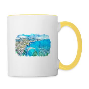 Sorrento Italy Watercolor Sketch Illustration - Contrasting Mug - white/yellow - Right
