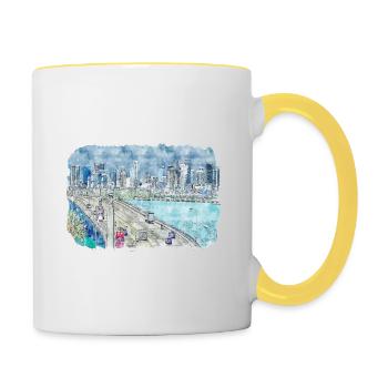 Florida USA Watercolor Sketch Drawn Illustration - Contrasting Mug - white/yellow - Right