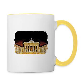 Berlin Allemagne Aquarelle Esquisse Dessinée Peinture - Mug contrasté - blanc/jaune - Droite