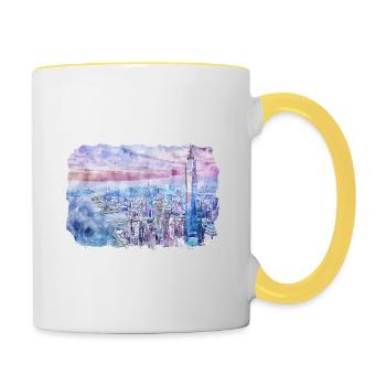 New York Usa Watercolor Sketch - Contrasting Mug - white/yellow - Right