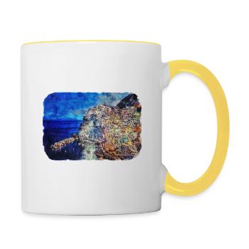 Italy Watercolor Sketch Hand Drawn Illustration - Contrasting Mug - white/yellow - Right