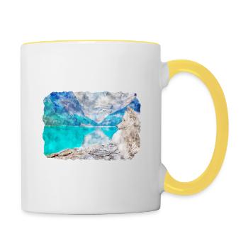 Canada Aquarelle Sketch Illustration dessinée à la main - Mug contrasté - blanc/jaune - Droite
