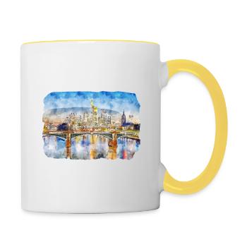 Allemagne Aquarelle Esquisse Dessinée à la main Illustration - Mug contrasté - blanc/jaune - Droite