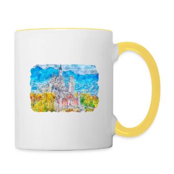 Allemagne Aquarelle Esquisse Dessinée à la main Illustration - Mug contrasté - blanc/jaune - Droite