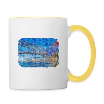 Sydney Australie Aquarelle Sketch Illustration - Mug contrasté - blanc/jaune - Droite