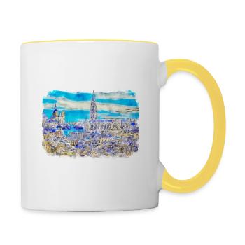 Spain Watercolor Sketch Hand Drawn Illustration - Contrasting Mug - white/yellow - Right