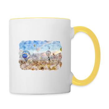 Dinde Aquarelle Esquisse Dessinée à la main Illustration - Mug contrasté - blanc/jaune - Droite