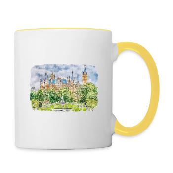 Allemagne Aquarelle Esquisse Dessinée à la main Illustration - Mug contrasté - blanc/jaune - Droite