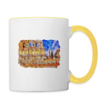 Rom Italien Aquarell Skizze Handgezeichnetes Gemälde - Tasse zweifarbig - Weiß/Gelb - Rechts