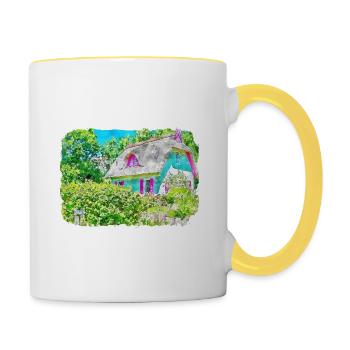 England UK Watercolor Sketch Drawn Illustration - Contrasting Mug - white/yellow - Right
