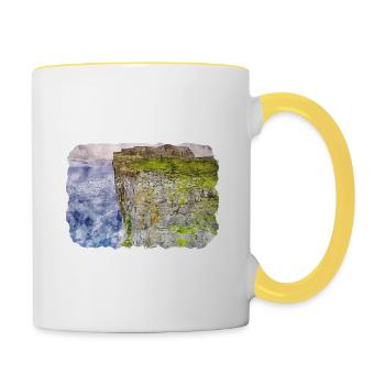 Ireland UK Watercolor Sketch Painting Illustration - Contrasting Mug - white/yellow - Right
