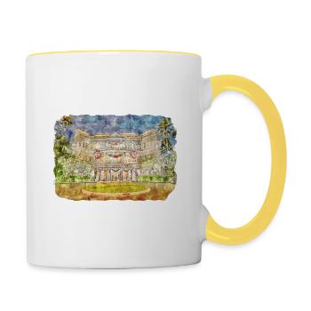 Allemagne Aquarelle Esquisse Dessinée à la main Illustration - Mug contrasté - blanc/jaune - Droite