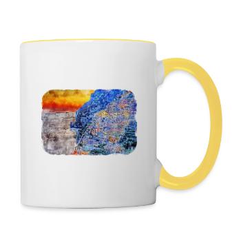 italie croquis aquarelle illustration dessinée à la main - Mug contrasté - blanc/jaune - Droite