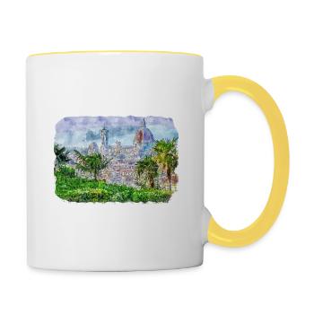 Italy Watercolor Sketch Hand Drawn Illustration - Contrasting Mug - white/yellow - Right