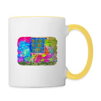 Carthagène Colombie Aquarelle Sketch Illustration - Mug contrasté - blanc/jaune - Droite