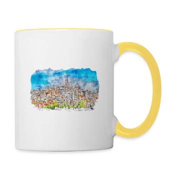 Istanbul Turkey Watercolor Sketch Illustration - Contrasting Mug - white/yellow - Right