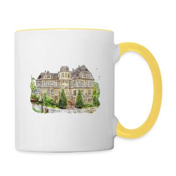 Allemagne croquis aquarelle illustration dessinée à la main - Mug contrasté - blanc/jaune - Droite