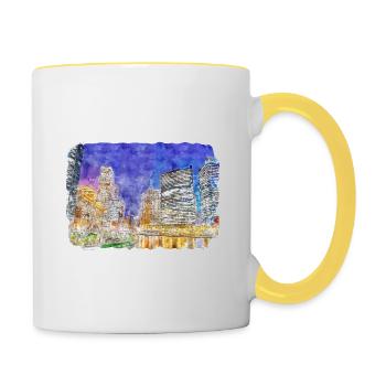usa, aquarelle, croquis, main, dessiné, illustration - Mug contrasté - blanc/jaune - Droite