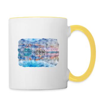 Illustration de l’esquisse à l’aquarelle de Slovénie - Mug contrasté - blanc/jaune - Droite