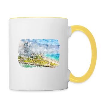 Florida USA Watercolor Sketch Drawn Illustration - Contrasting Mug - white/yellow - Right