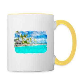 Maldives Watercolor Sketch Hand Drawn Illustration - Contrasting Mug - white/yellow - Right