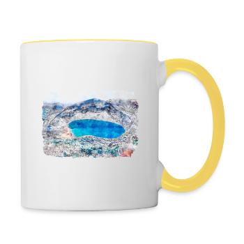 Japan Aquarellskizze Handgezeichnete Illustration - Tasse zweifarbig - Weiß/Gelb - Rechts