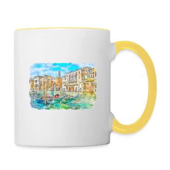 Italy Watercolor Sketch Hand Drawn Illustration - Contrasting Mug - white/yellow - Right