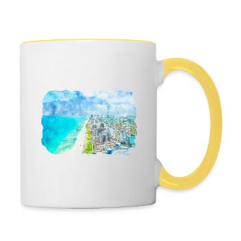 Florida USA Watercolor Sketch Drawn Illustration - Contrasting Mug - white/yellow - Right