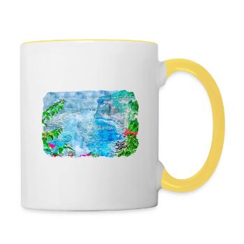 Indonesia Watercolor Sketch Hand Drawn Painting - Contrasting Mug - white/yellow - Right