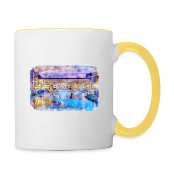 Florence Italie Italie Aquarelle Esquisse Peinture - Mug contrasté - blanc/jaune - Droite