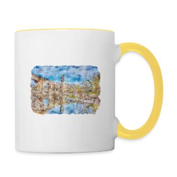 Spain Watercolor Sketch Hand Drawn Illustration - Contrasting Mug - white/yellow - Right