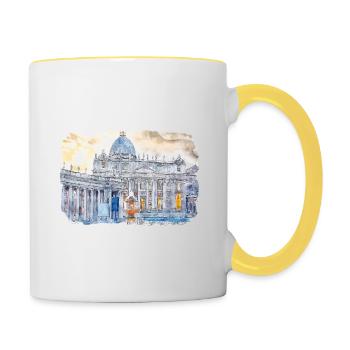 italie croquis aquarelle illustration dessinée à la main - Mug contrasté - blanc/jaune - Droite