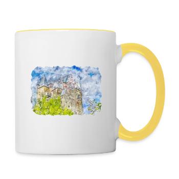 Allemagne Aquarelle Esquisse Dessinée à la main Illustration - Mug contrasté - blanc/jaune - Droite